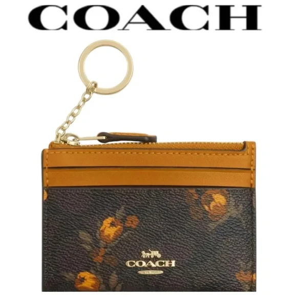 Coach Mini Skinny ID Case Wallet Signature Canvas Floral Print CCV88 NWT - Picture 1 of 6